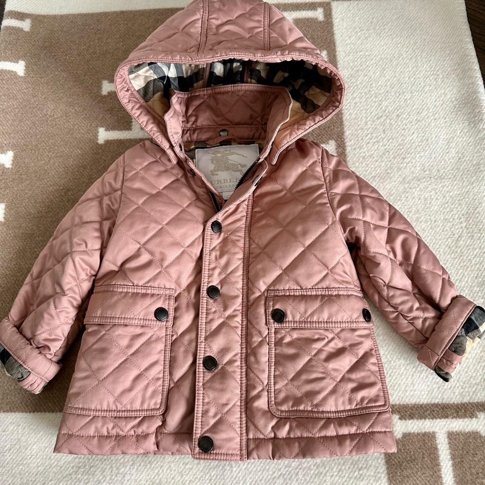 Burberry Blush Pink Quilted Coat 18M